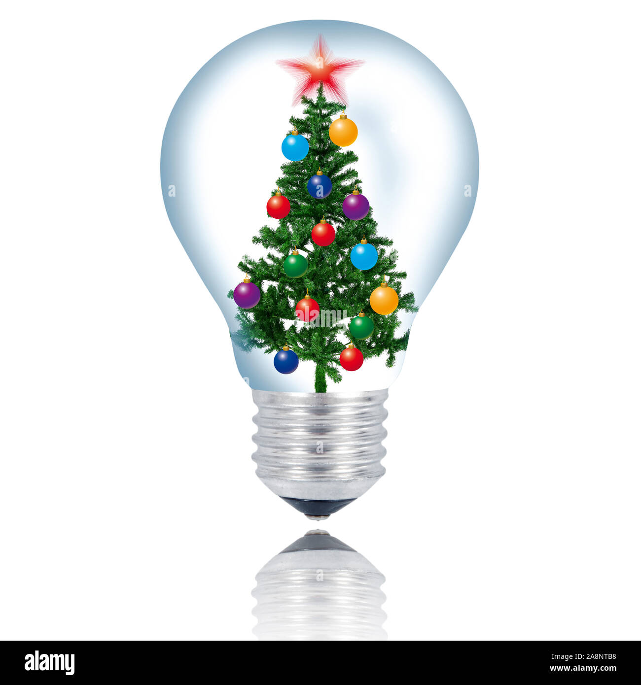 xmas tree light bulb on white background Stock Photo - Alamy