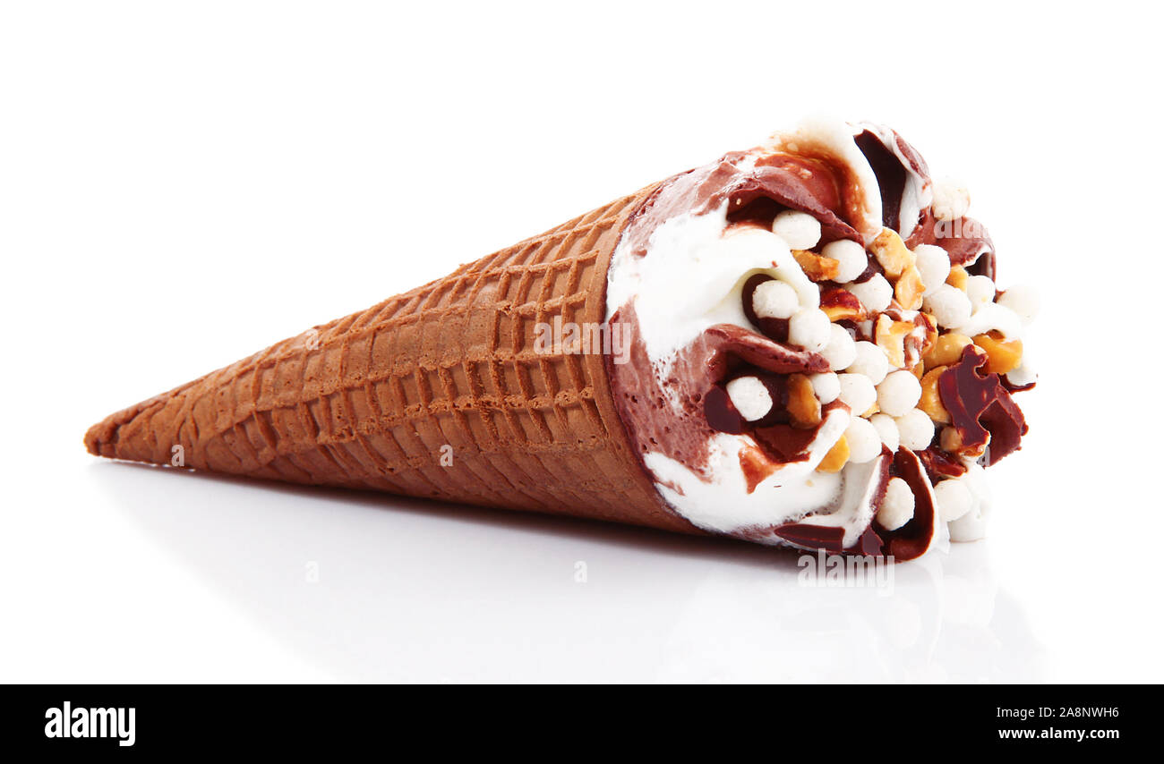 isolated ice cream cone on white background Stock Photo - Alamy