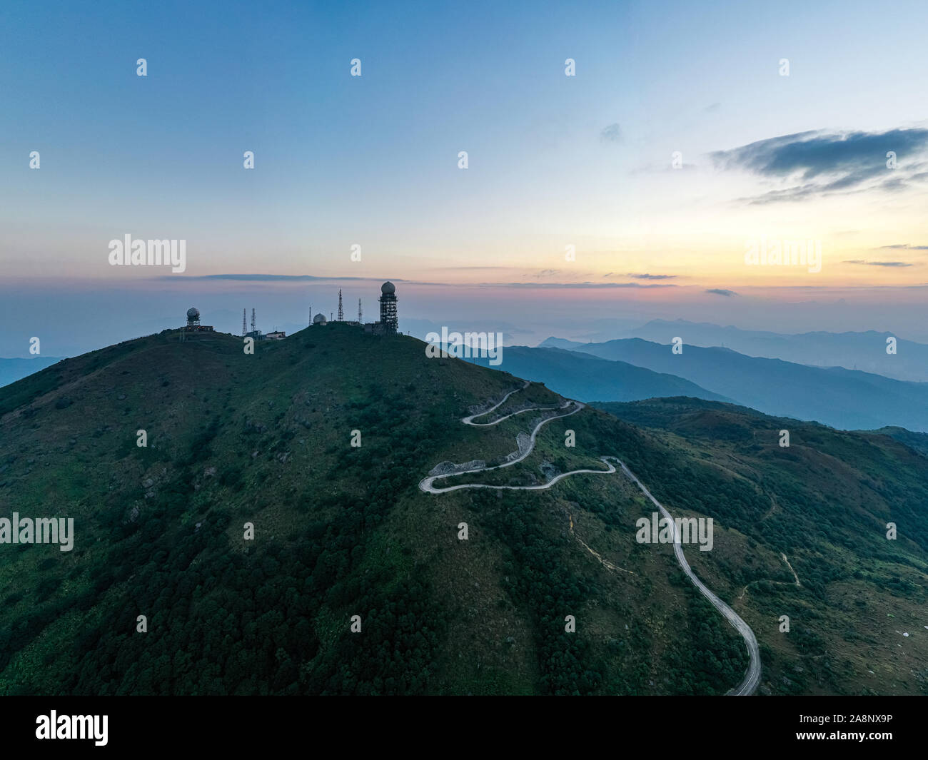Mt. Dai Mo Shan and weather radar site at dawn Stock Photo Alamy