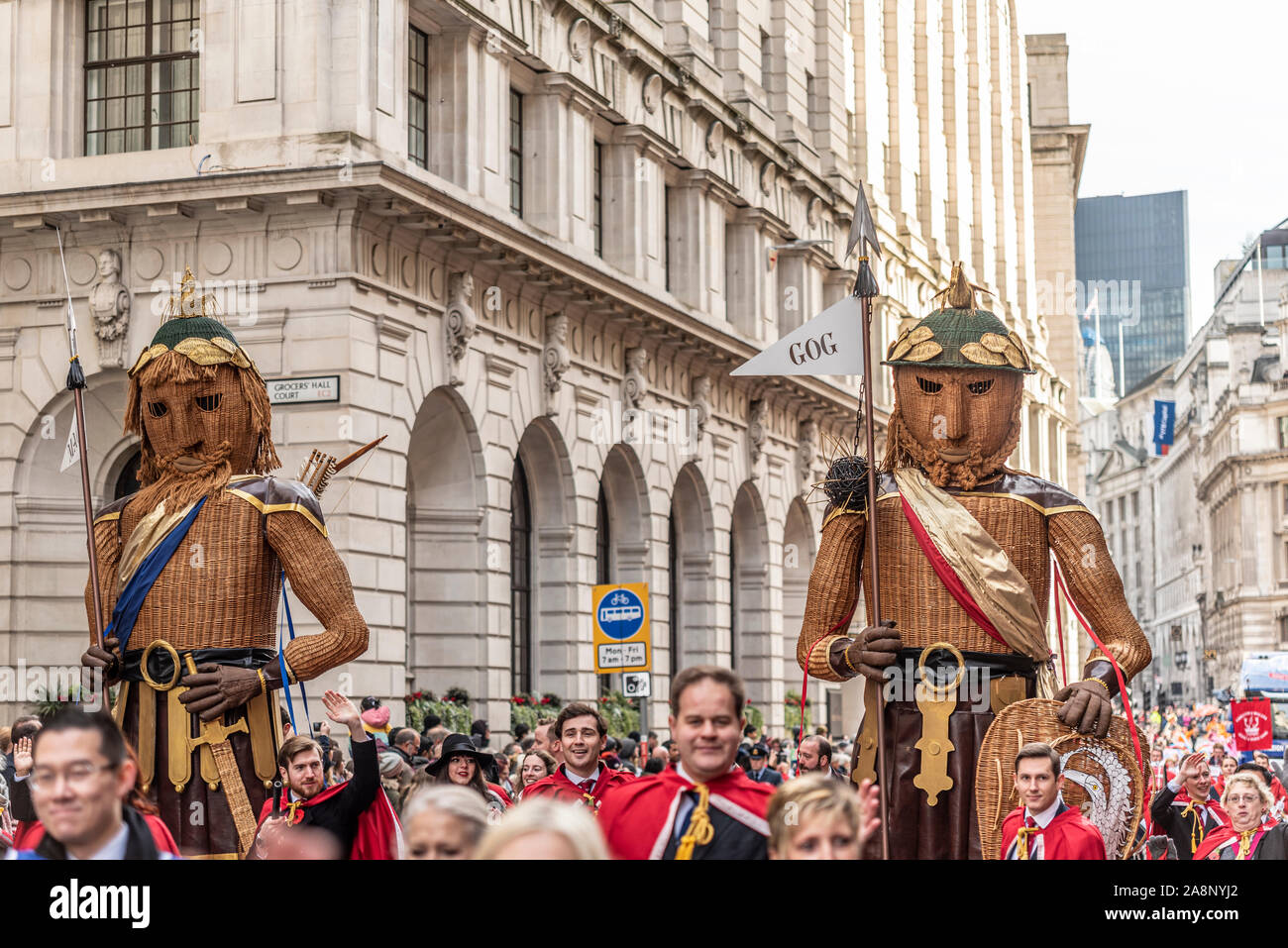 Gog & Magog Guild of Freemen at the Lord Mayor's Show Parade in City of London, UK. Stock Photo