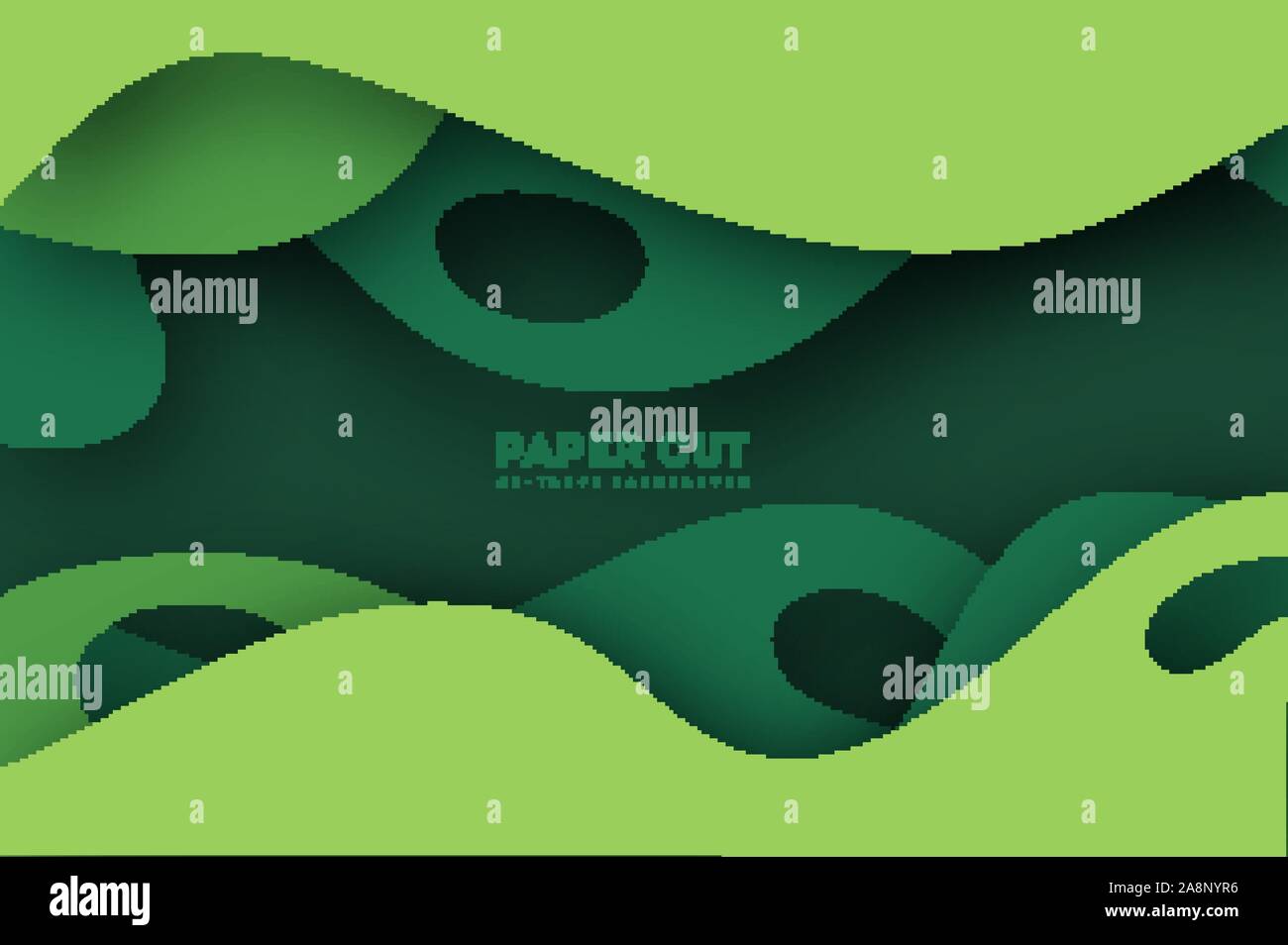 3D abstract background with green paper cut shapes. Vector design ...