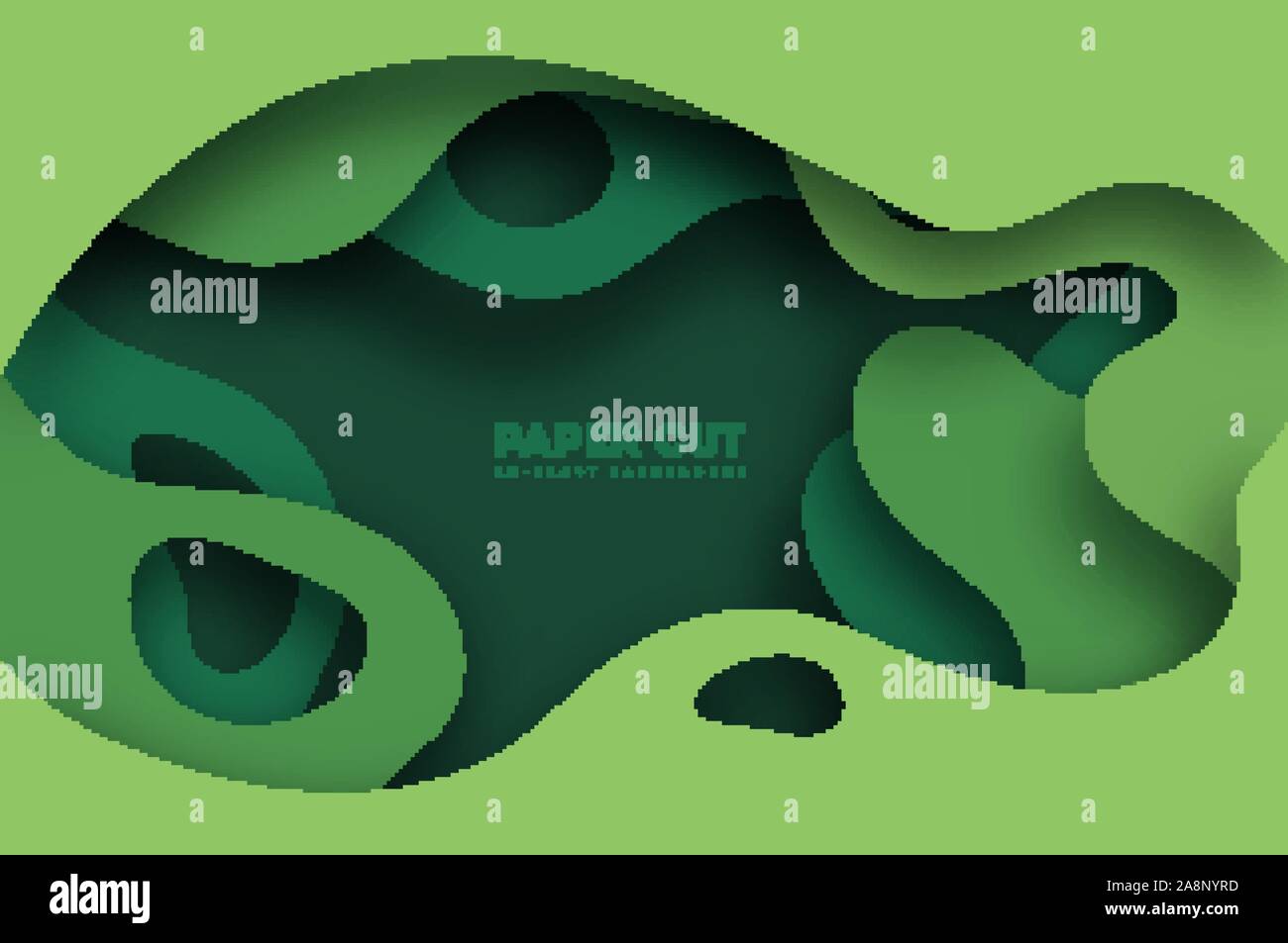 3D abstract background with green paper cut shapes. Vector design ...