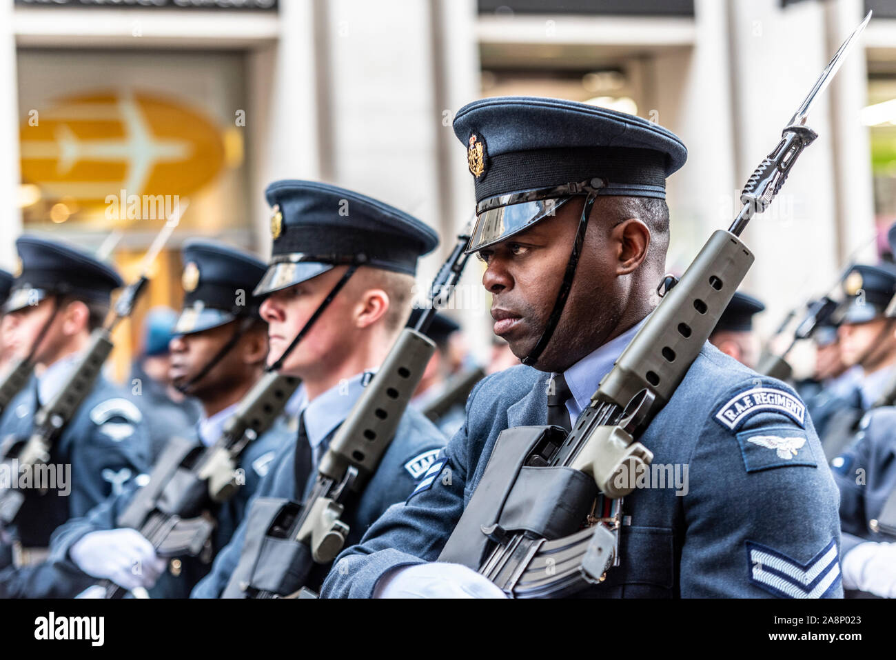 Royal Air Force RAF Regiment marching at the Lord Mayor's Show Parade ...