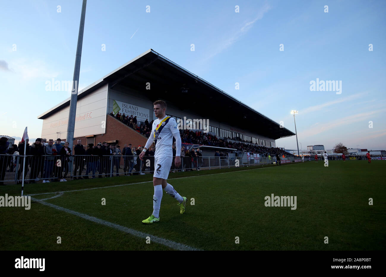 Oxford United Chris Cadden in action during the FA Cup First Round match at the SKYEx Community Stadium, London. Stock Photo