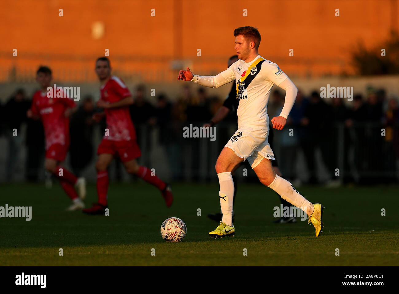 Oxford United Chris Cadden in action during the FA Cup First Round match at the SKYEx Community Stadium, London. Stock Photo