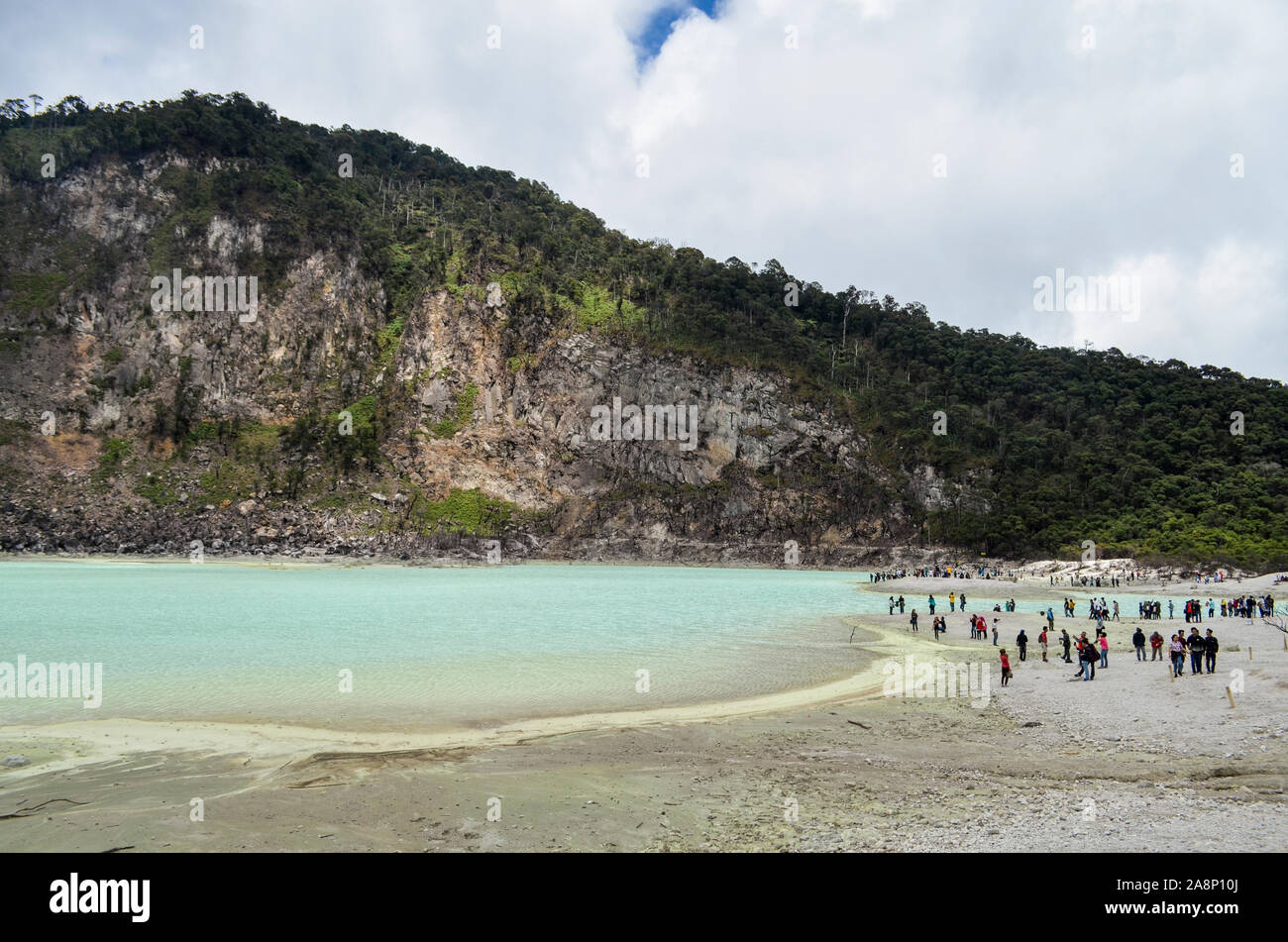 White Crater or known as 'Kawah Putih'. One of the tourist destination at Ciwidey, West Bandung, West Java, Indonesia Stock Photo
