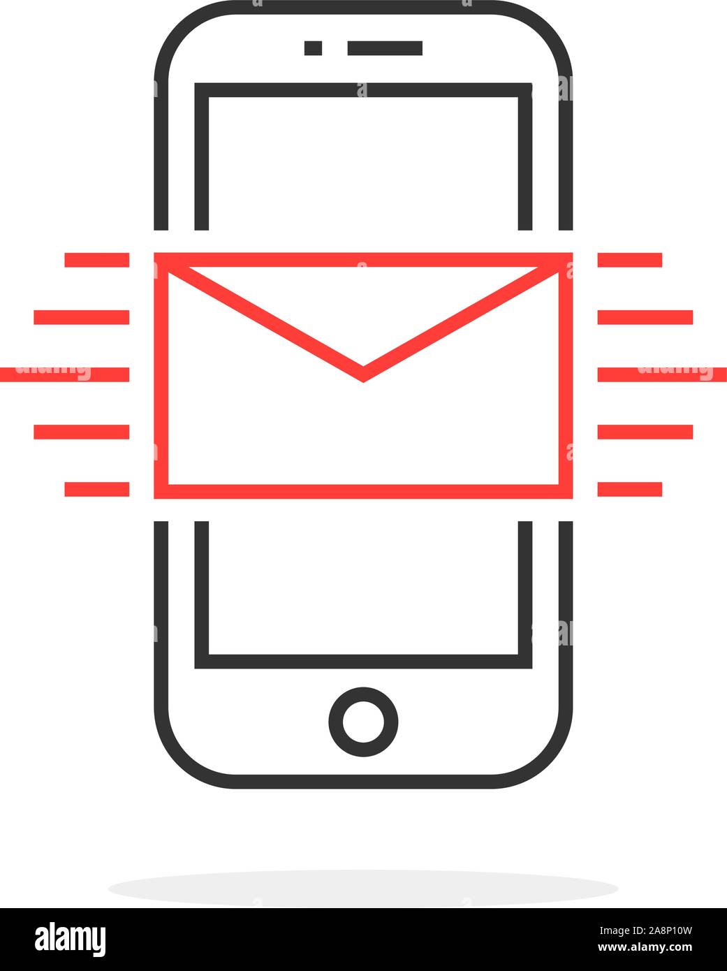 new message in thin line phone Stock Vector