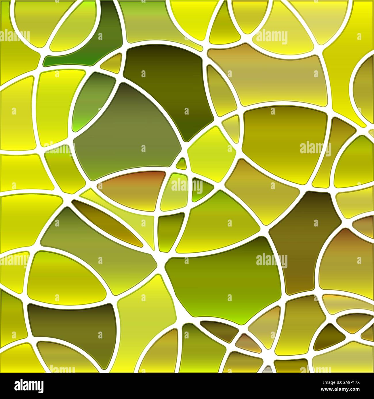 abstract vector stained-glass mosaic background - yellow and green ...