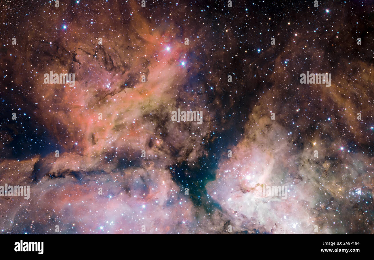 Stars, dust and gas nebula in a far galaxy space background. Stellar nursery. The infinite universe Stock Photo