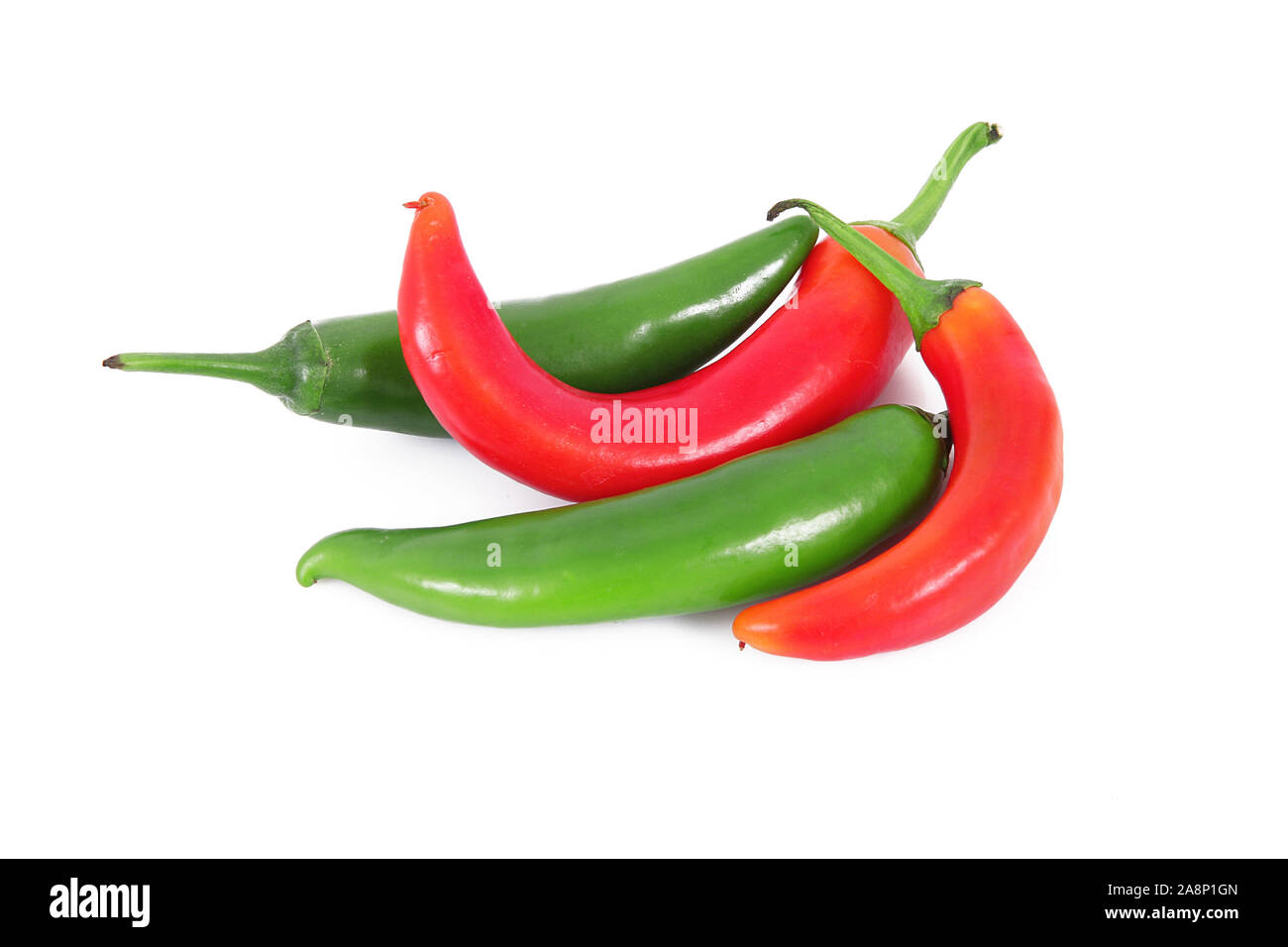 fresh hot peppers on white background Stock Photo - Alamy