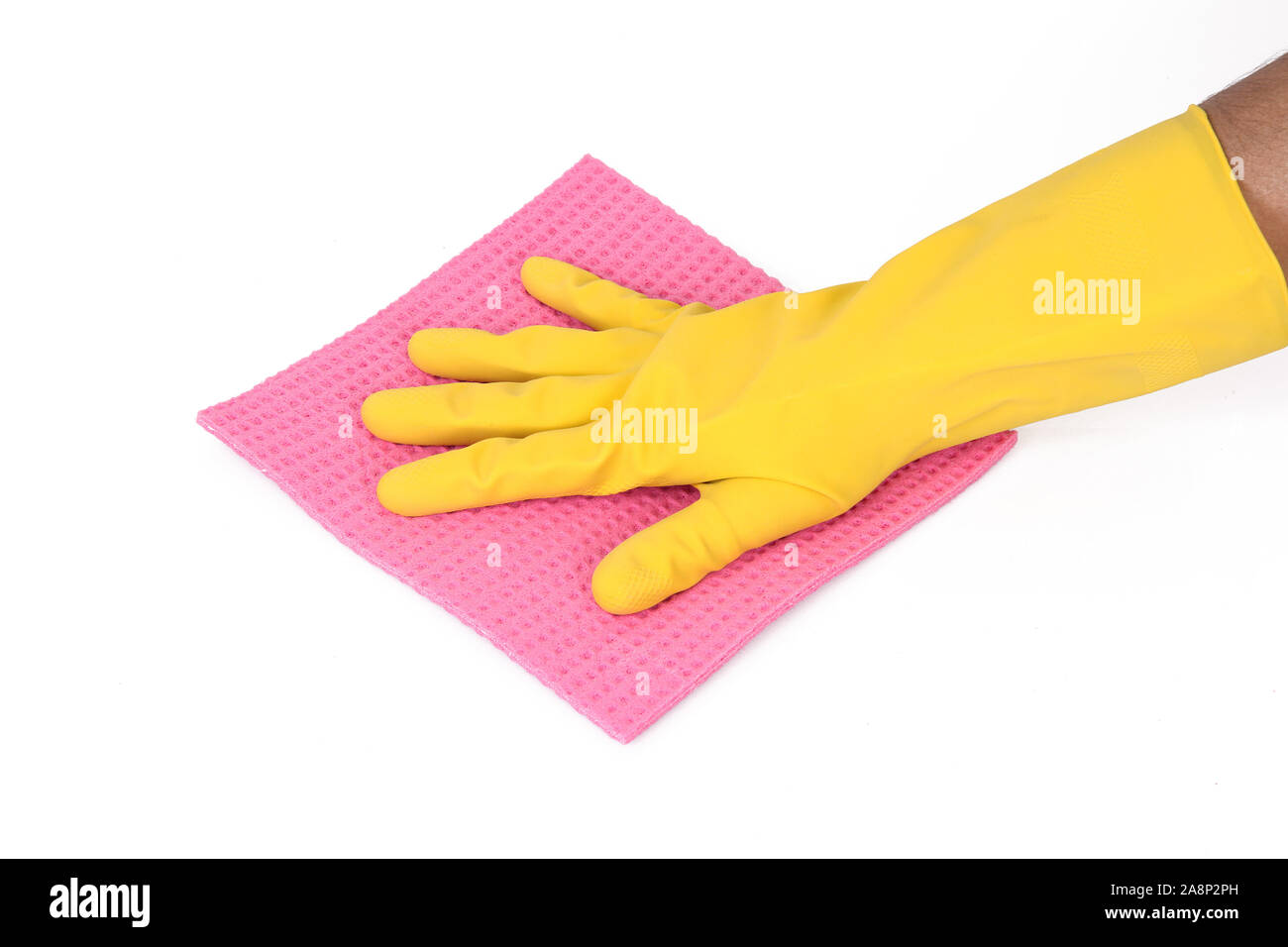 isolated hand with glove and sponge on white background Stock Photo - Alamy