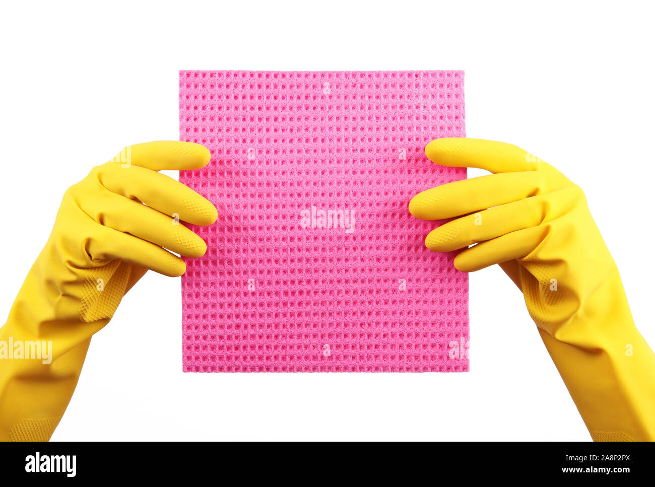 isolated hand with glove and sponge on white background Stock Photo - Alamy