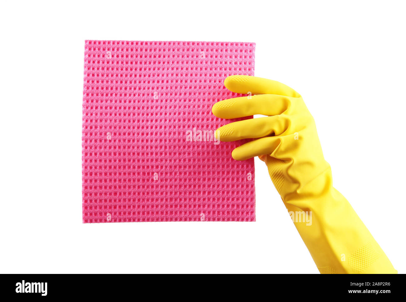 isolated hand with glove and sponge on white background Stock Photo - Alamy
