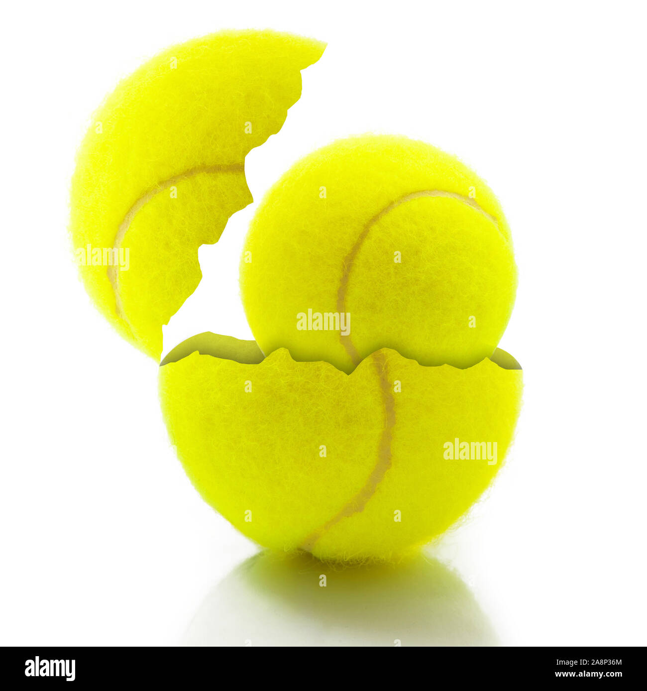 cut tennis ball on white background Stock Photo Alamy