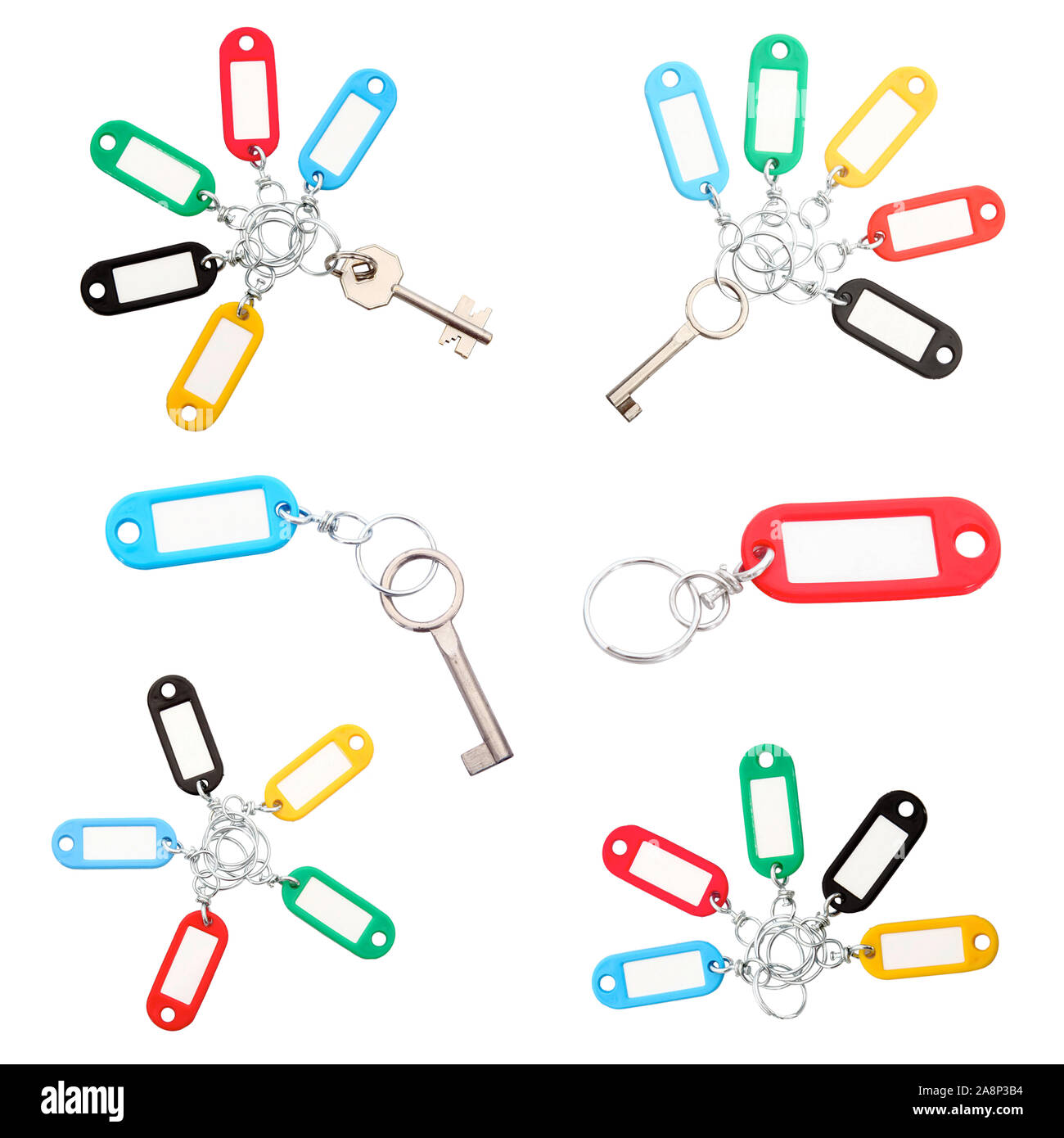 Key Ring collage on white background Stock Photo Alamy