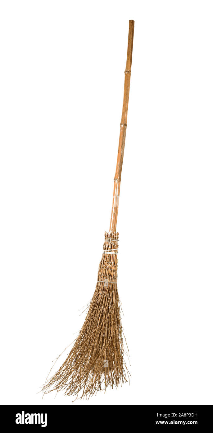 old sage broom on white background Stock Photo Alamy