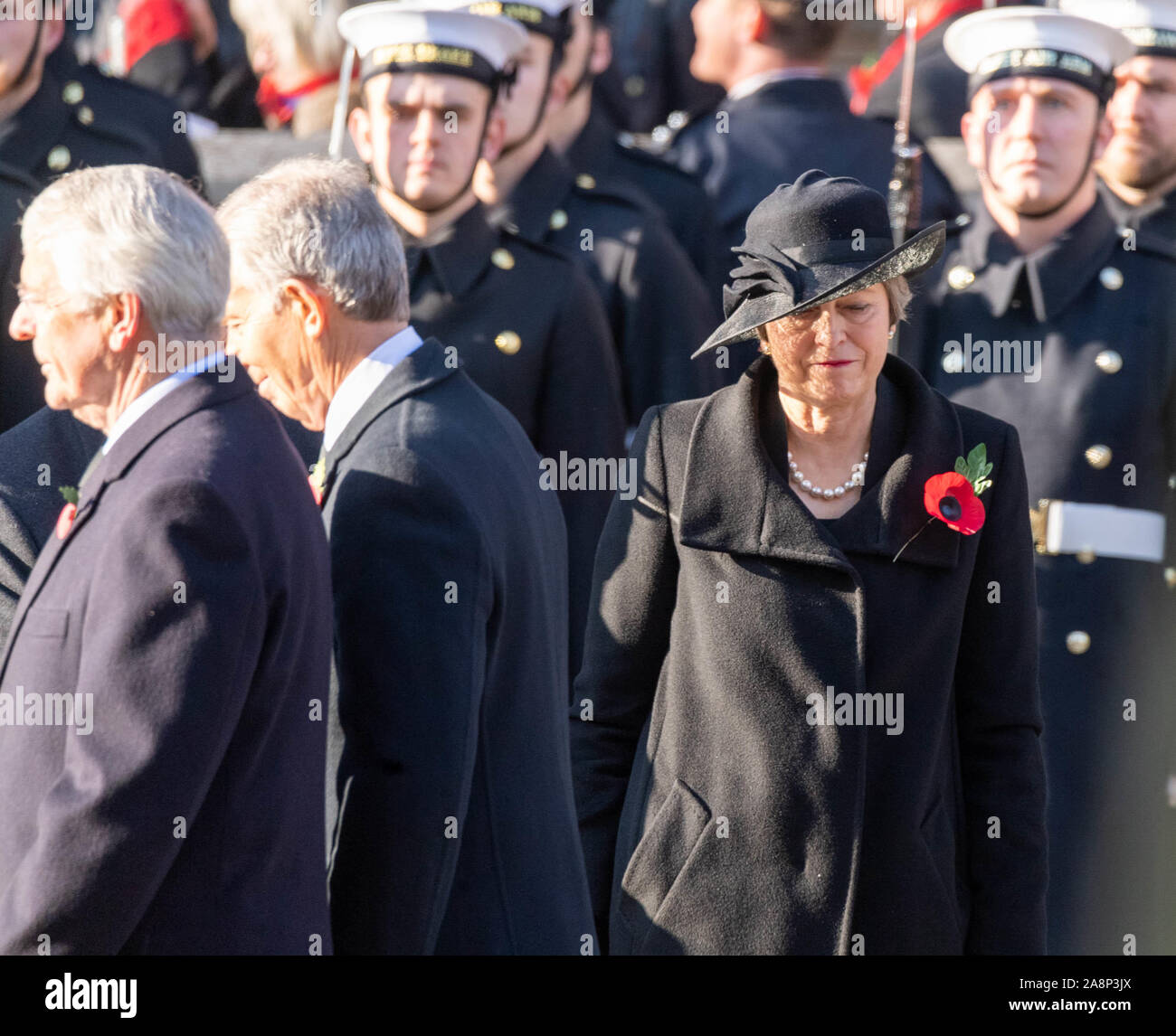 London UK 10th Nov. 2019 Remembrance Sunday at The Cenotaph, Whitehall, London Theresa May, Former Prime Minister,  Credit Ian DavidsonAlamy Live News Stock Photo