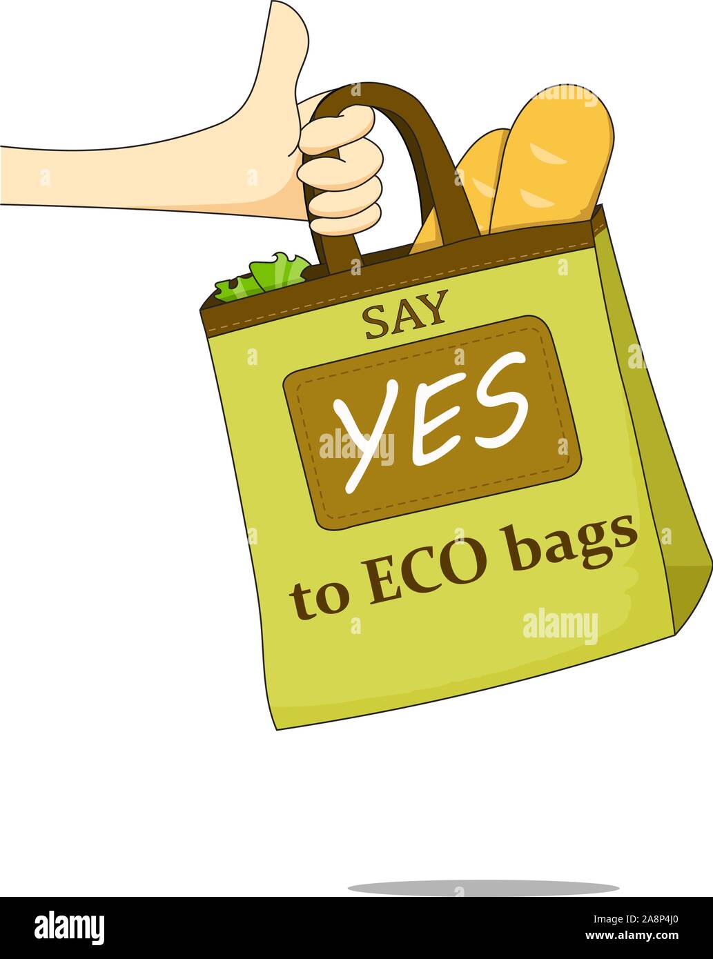 The hand holding canvas bag. Environmental Protection Stock Vector