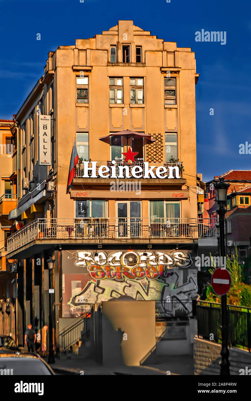 Heineken bar in the old town of Plovdiv. Bulgaria; Stock Photo