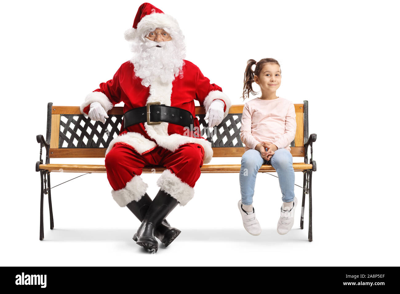 Girl sitting on santa claus hi-res stock photography and images - Alamy