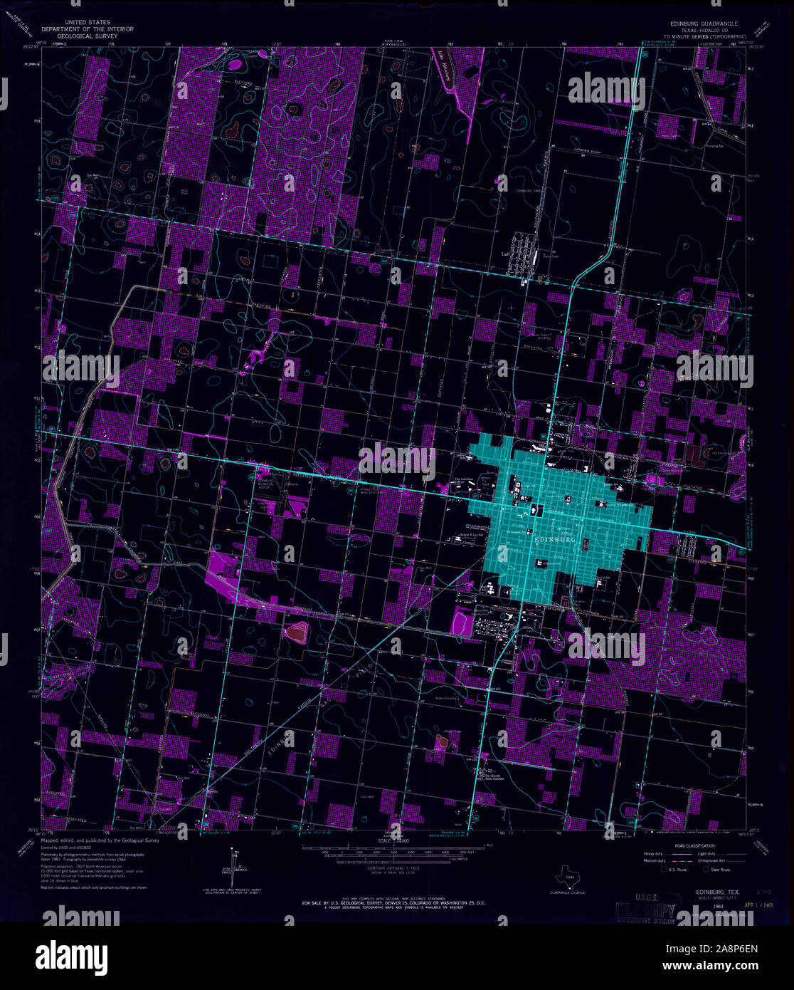 Map of edinburg texas hi res stock - Usgs Topo Map Texas Tx Edinburg 107824 1963 24000 Inverted Restoration 2A8P6EN