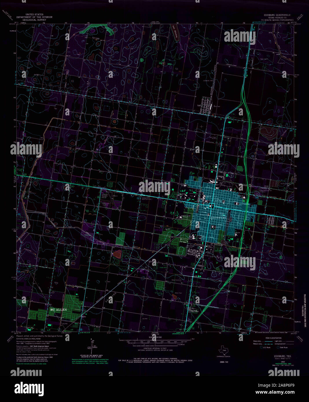 Map of edinburg texas hi res stock - Usgs Topo Map Texas Tx Edinburg 107825 1963 24000 Inverted Restoration 2A8P6F9