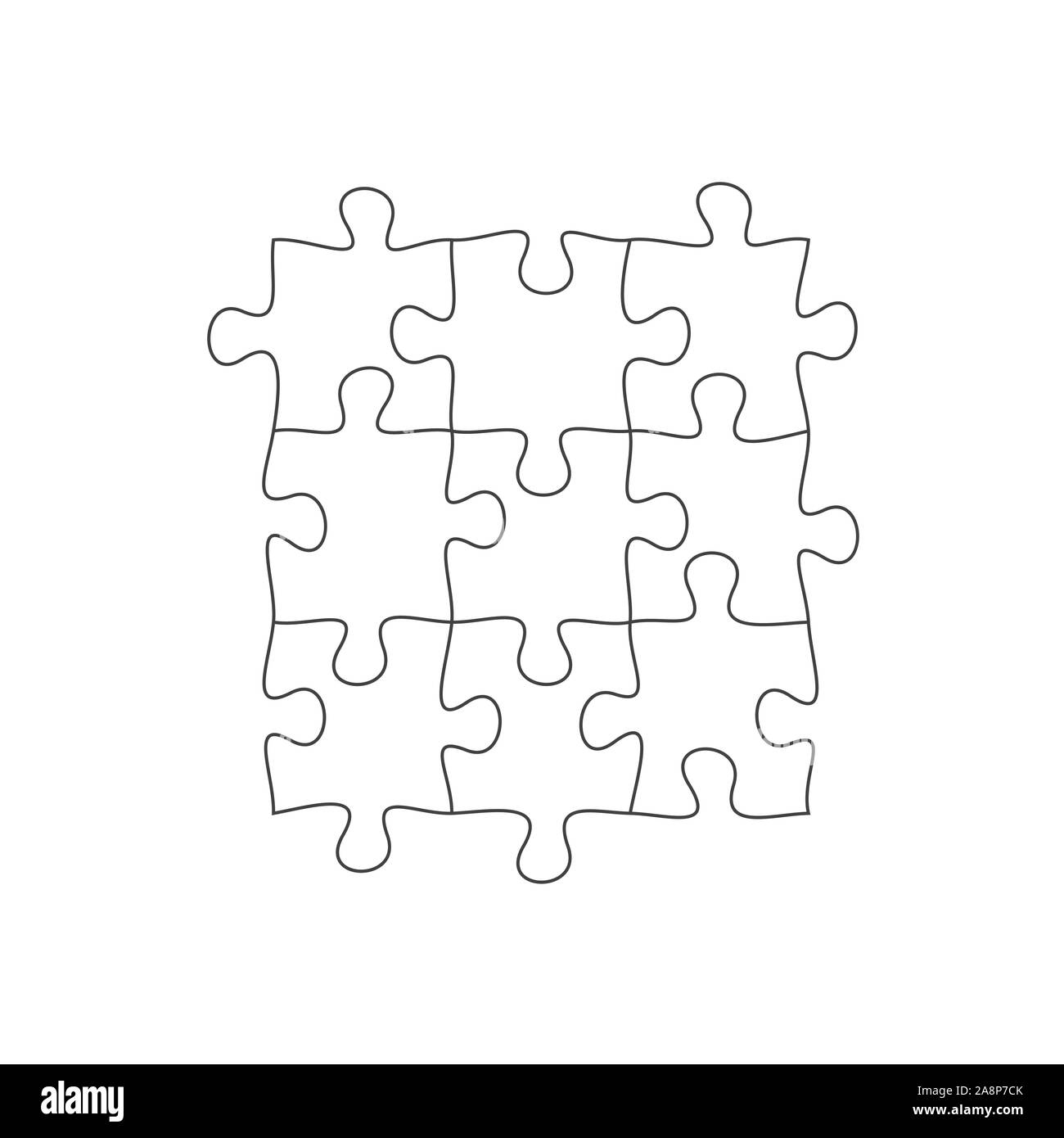 Black white jigsaw puzzle outline hires stock photography and images