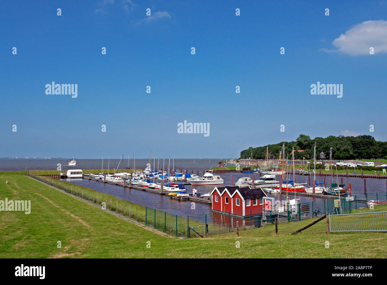 Hafen von Dangast mit Schiff Etta von Dangast, Nordseebad Dangast, Niedersachsen, Jadebusen, Friesland, Stock Photo