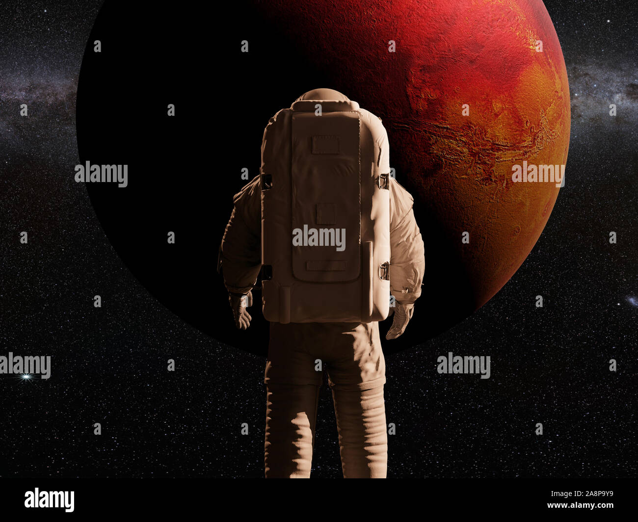 astronaut looking at planet Mars Stock Photo - Alamy
