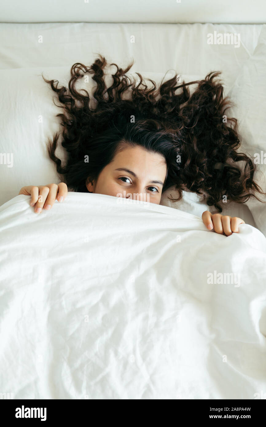 woman having fun in bed Stock Photo - Alamy