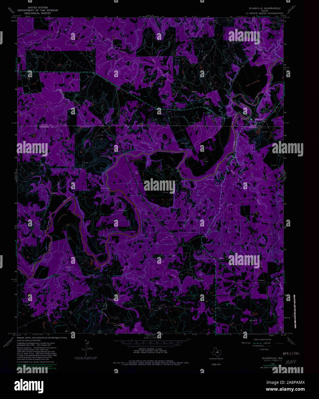 USGS TOPO Map Texas TX Eliasville 107894 1967 24000 Inverted