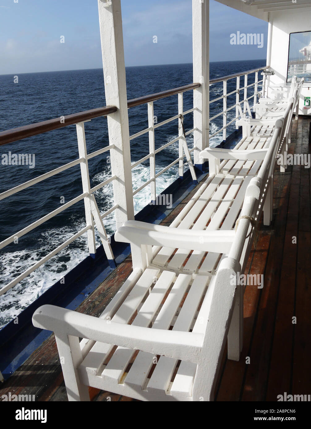 Empty seats on deck Stock Photo