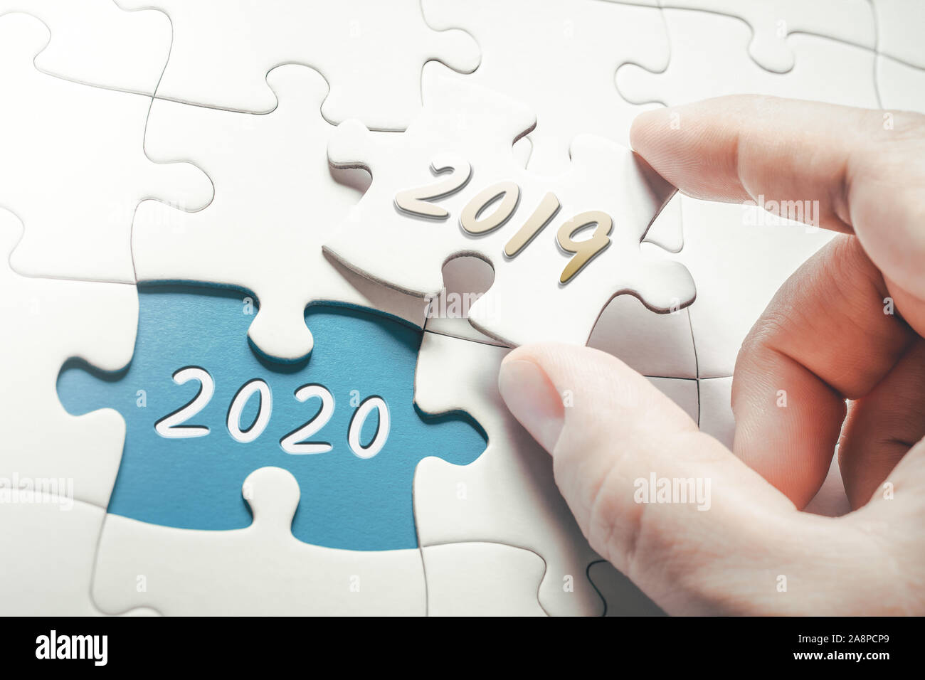 The Years 2019 And 2020 In Missing Piece Jigsaw Puzzle Stock Photo