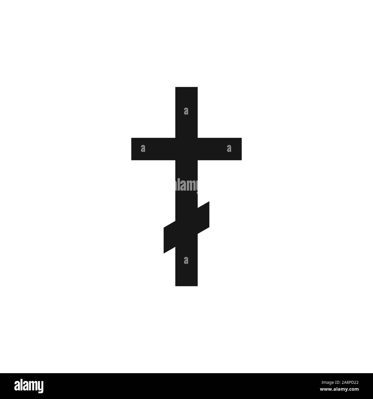Orthodox christianity symbol. Religion icon. Silhouette of black cross isolated on white background. Vector Stock Vector