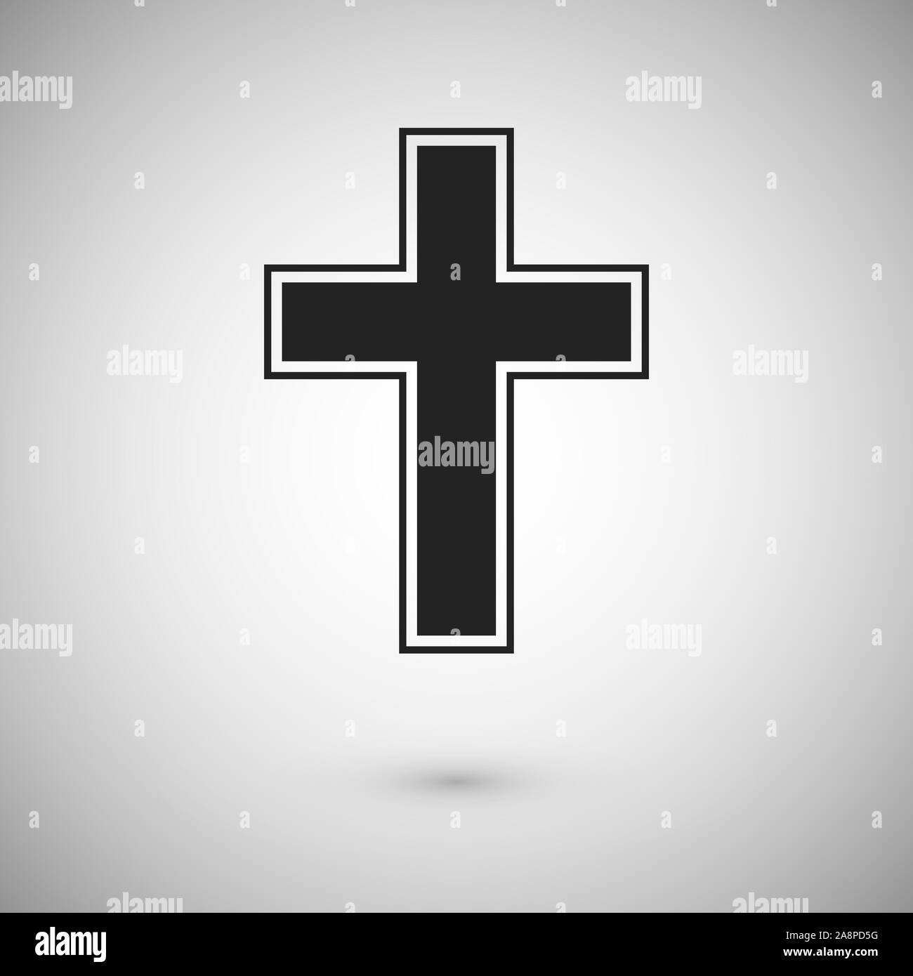Black cross with stroke. Symbol and sign of christianity. Cross icon design. Vector illustration