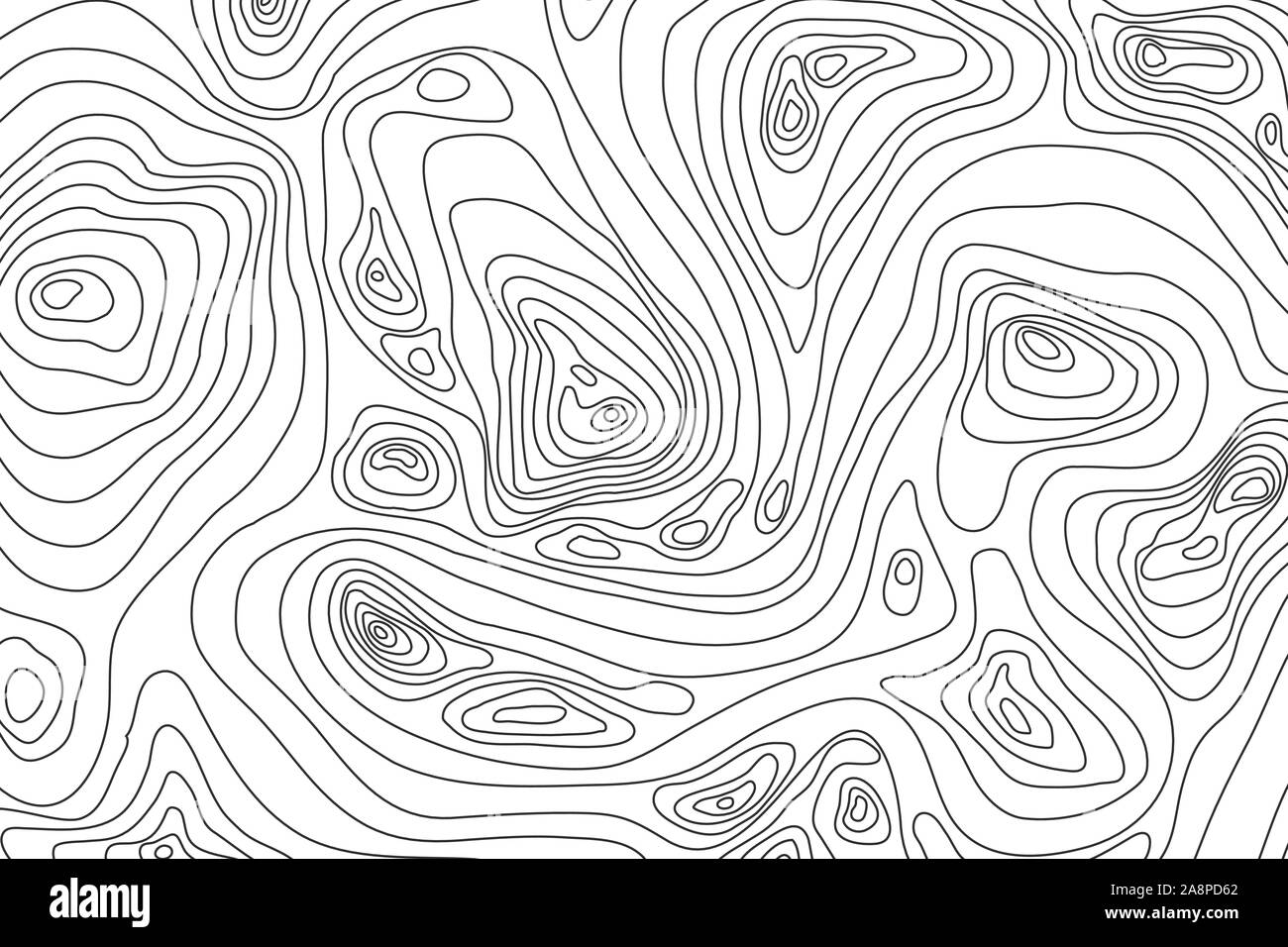 Wavy topography relief. Outline cartography landscape. Map Modern poster design. Vector illustration Stock Vector