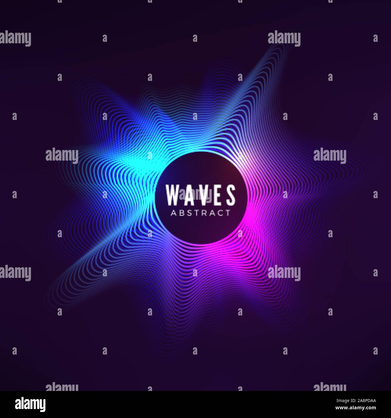 Radial sound wave curve. Colorful equalizer visualisation. Abstract color cover for music poster and banner. Vector background Stock Vector