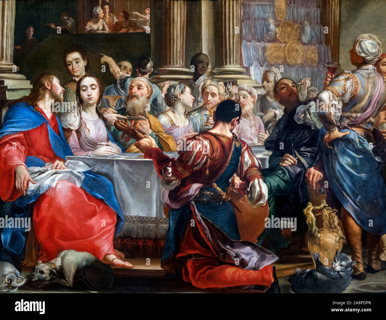 Wedding at Cana by Giuseppe Maria Crespi (1665-1747), oil on canvas, c.1686 Stock Photo
