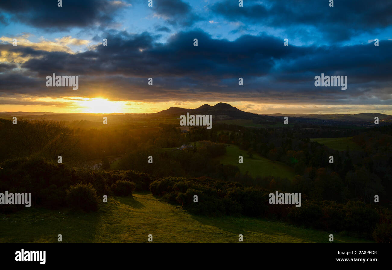 The Eildon Hills viewed from Scott's View at Bemersyde on the River ...