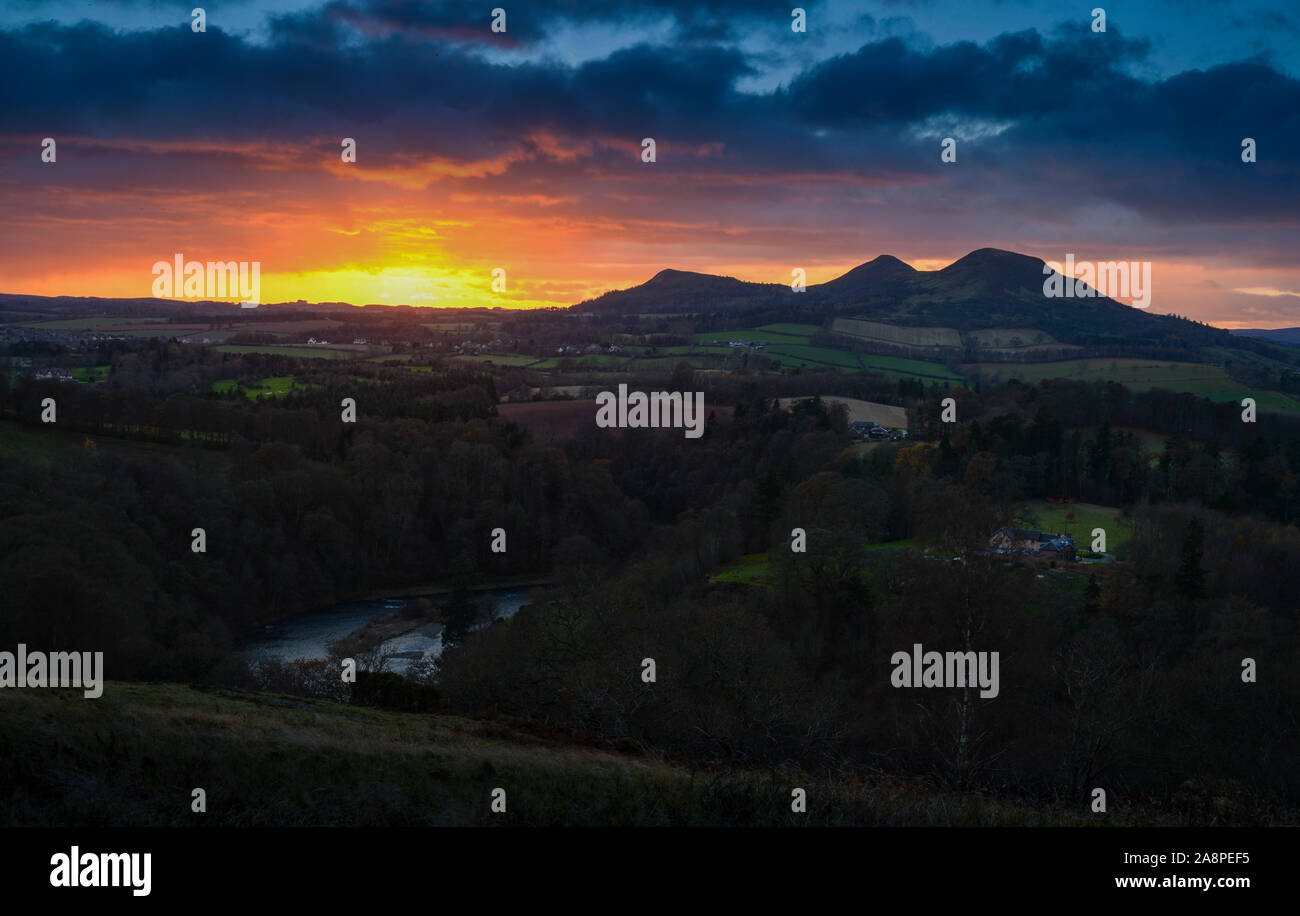 The Eildon Hills viewed from Scott's View at Bemersyde on the River ...