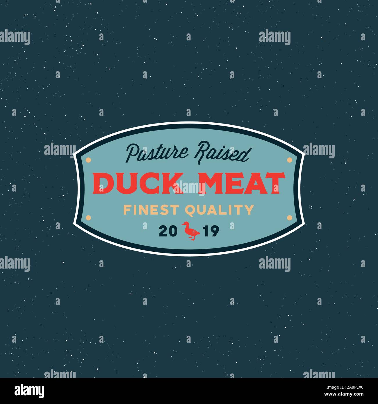 premium fresh duck meat label. retro styled meat shop emblem, badge, design elements, logotype template. vector illustration Stock Vector
