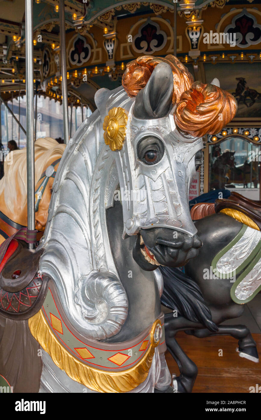 Jane s carousel brooklyn bridge park new york city usa stock photo