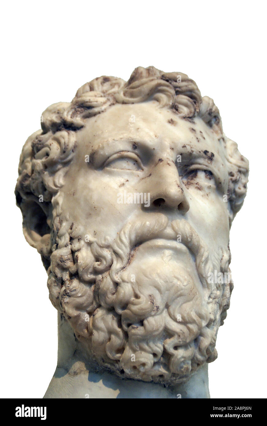 Head of a male statue of Marcus Didius Severus Julianus - National Archaeological Museum, Athens, Greece. Stock Photo