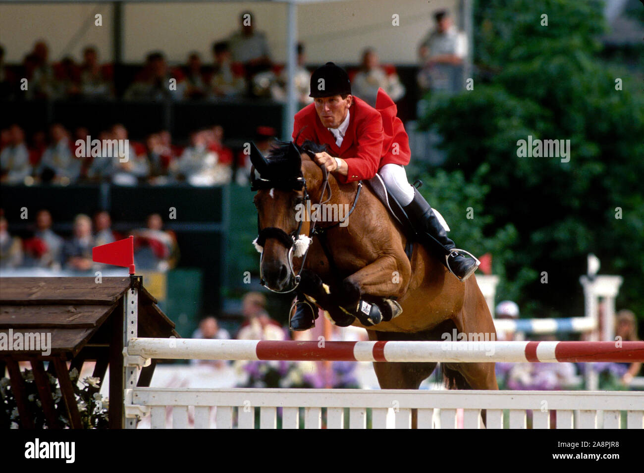 CSIO Luxembourg 1995, Ludger Beerbaum (GER) riding Almox Ratina Z Stock Photo