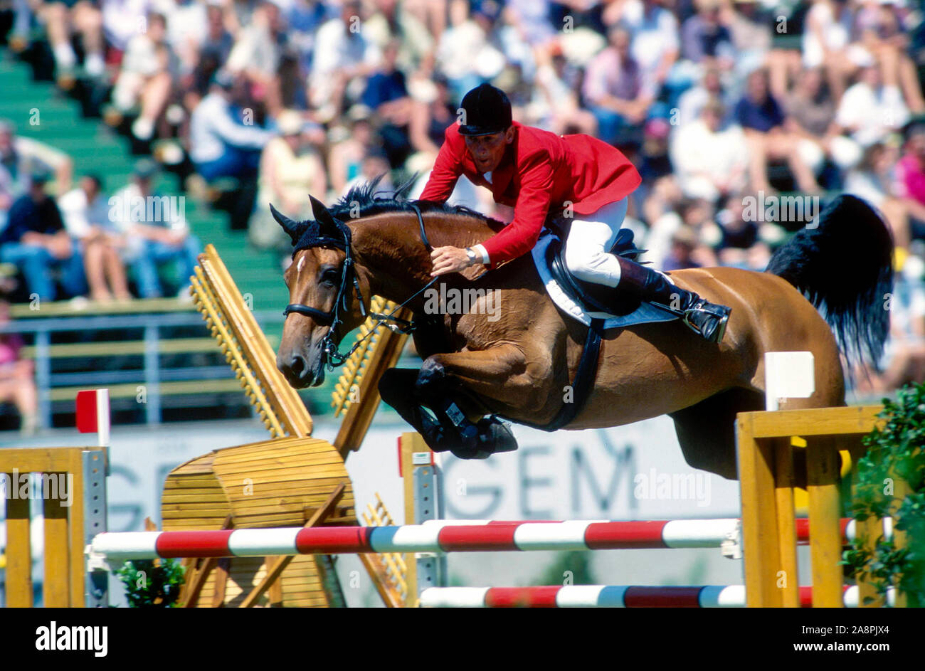 CHIO Aachen July 1995, Ludger Beerbaum (GER) riding Ratina Z Stock Photo