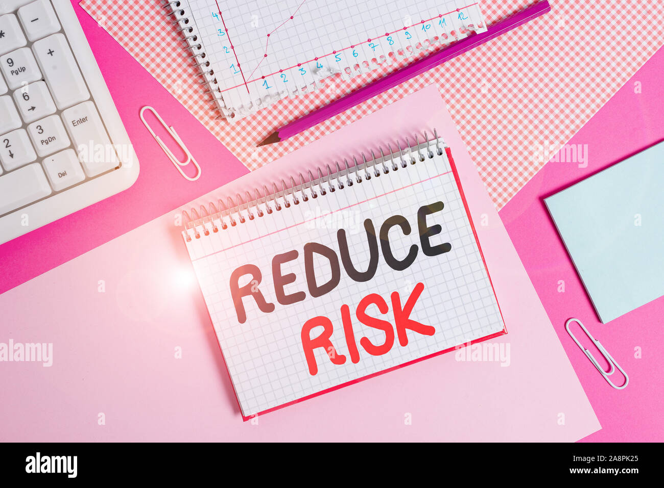 Writing note showing Reduce Risk. Business concept for lessen the ...