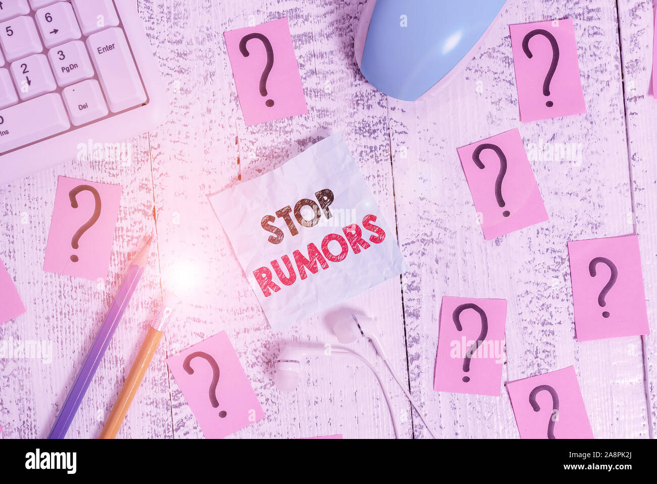Writing note showing Stop Rumors. Business concept for put an end ...