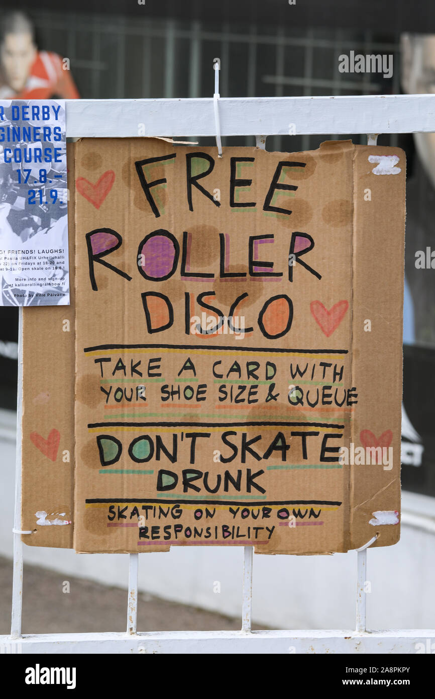 Free Roller Disco at Kallio Block Party 2019 in Helsinki, Finland Stock Photo
