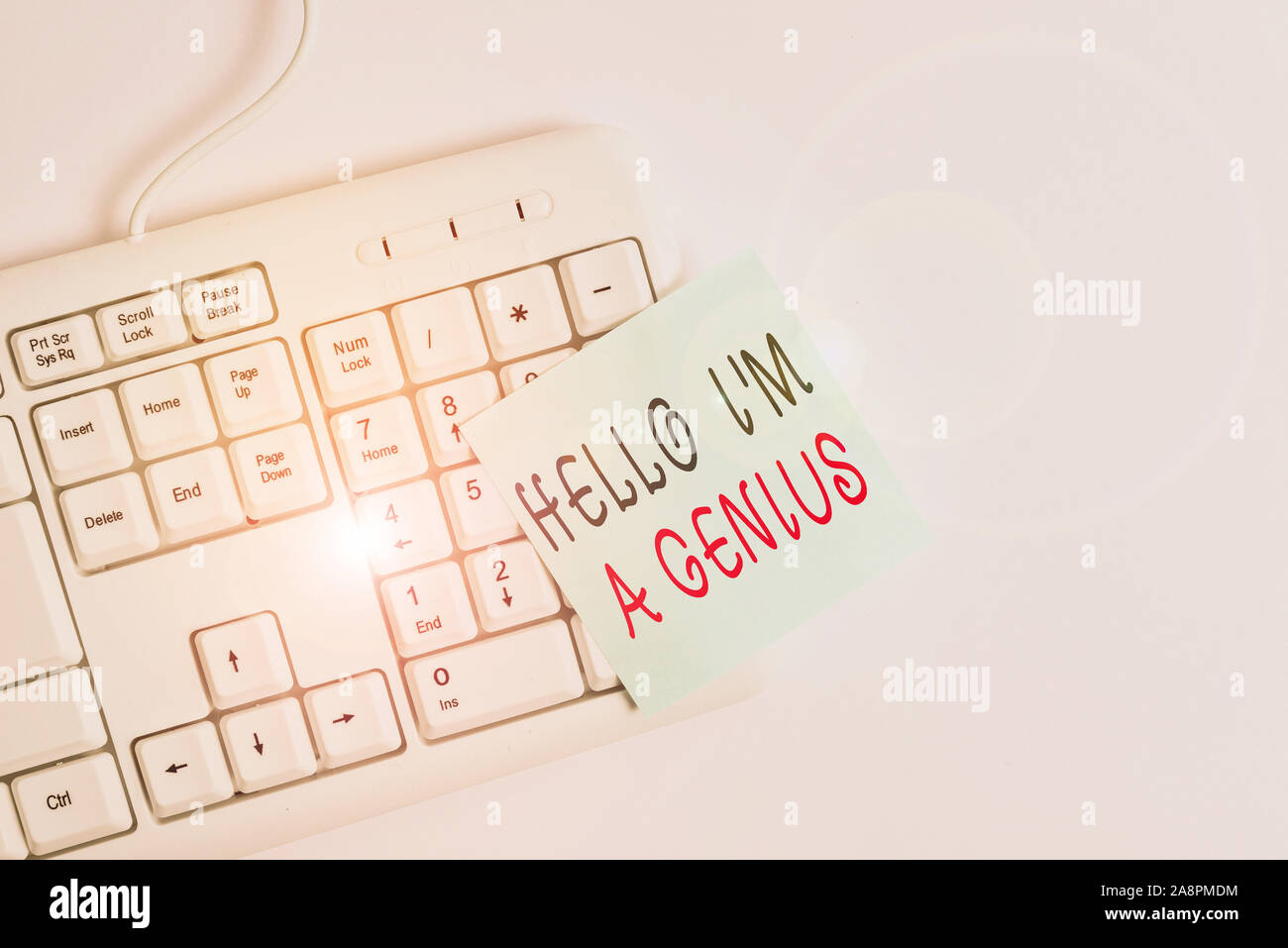 Writing note showing Hello I M A Genius. Business concept for Introduce ...