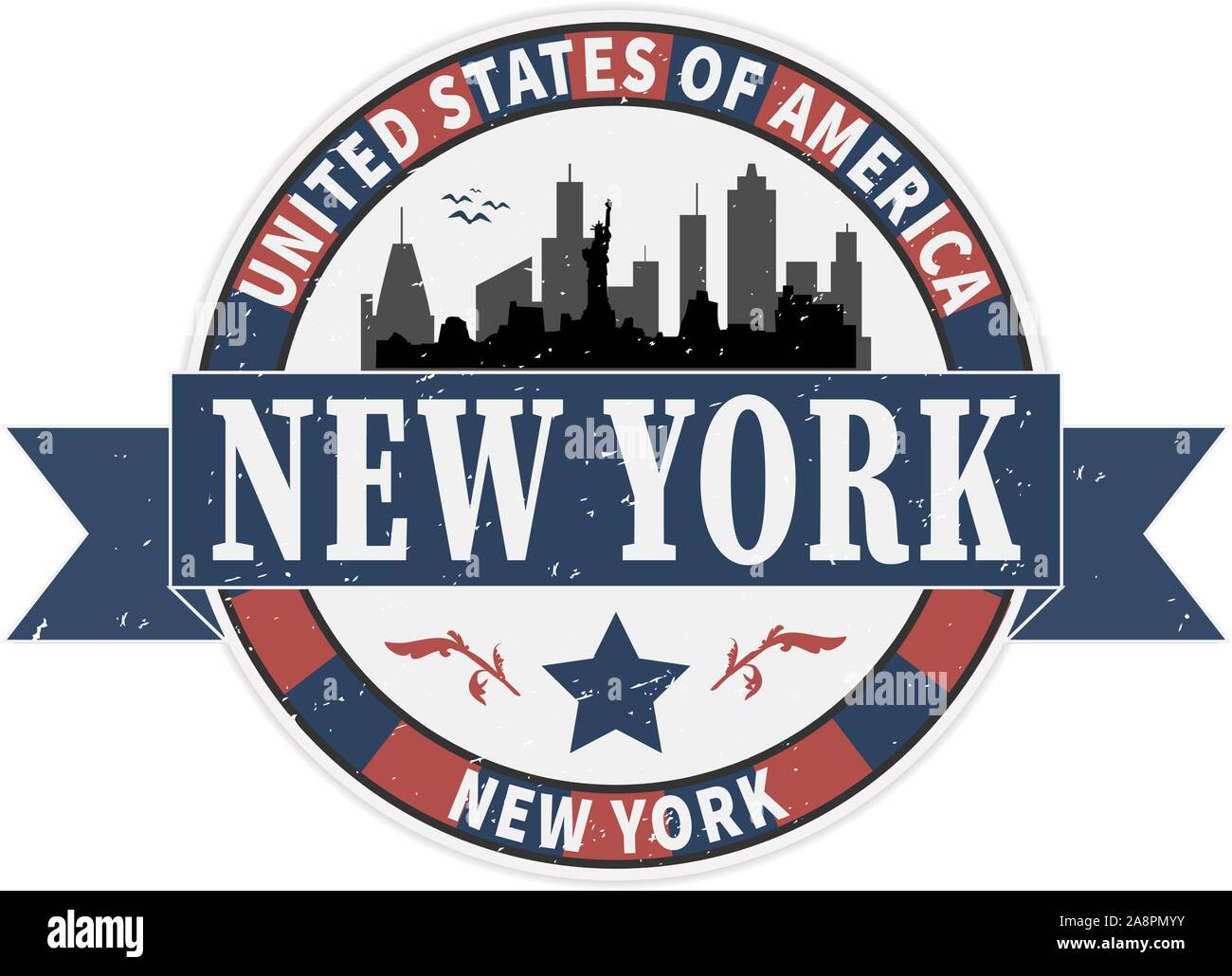 Grunge rubber stamp with name of New York, New York City, vector